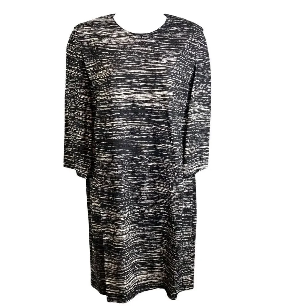 Calvin Klein Womens Black Made In Italy Chic Zig Zag Pattern Sheath Dress Size 8